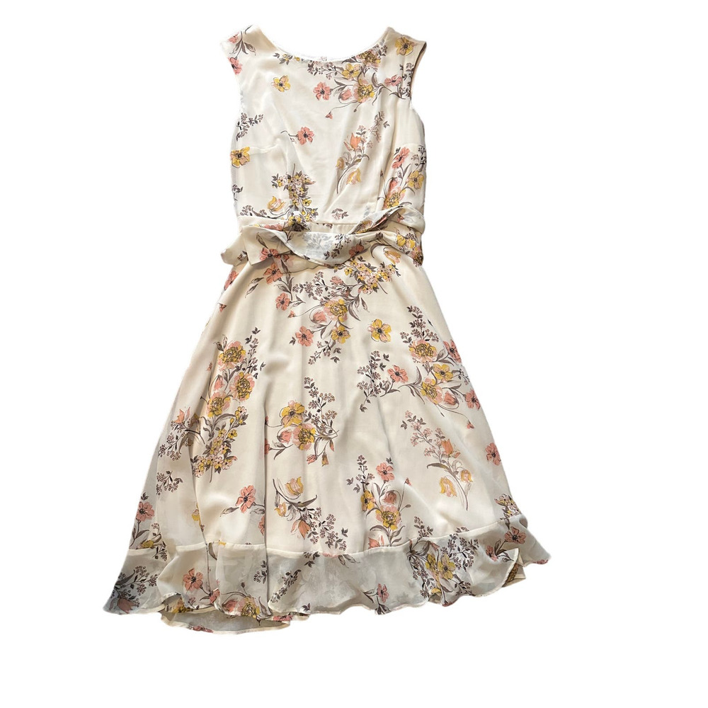 Studio One New York womans A-line cream floral dress size 10